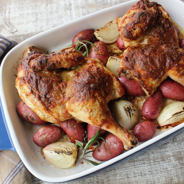 Oven Roasted Chicken With Garlic Rosemary Smear 